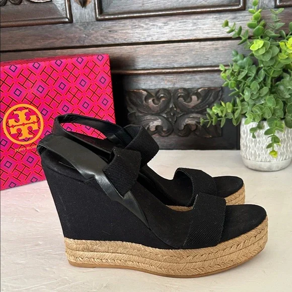 Tory Burch Black Espadrille Wedges - Picture 5 of 15